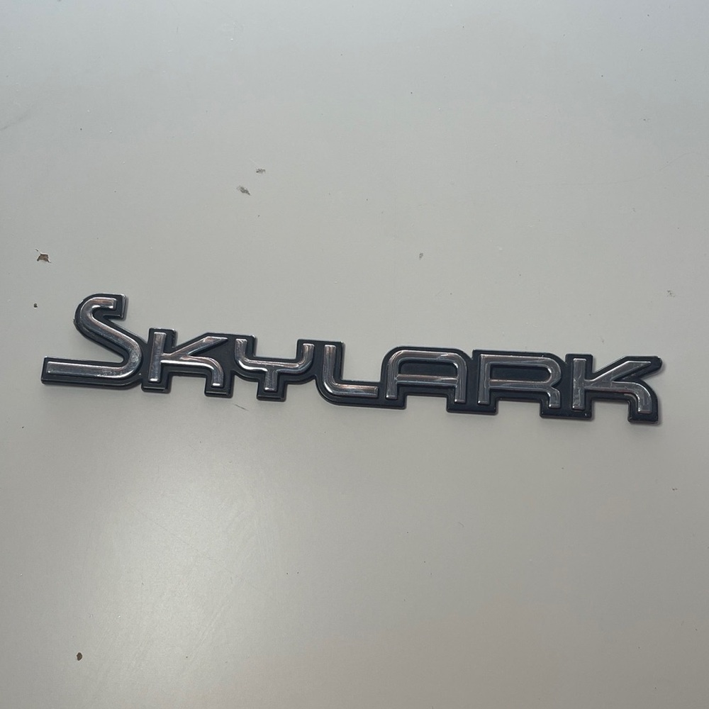 Original Buick Skylark car badge Silver Car Emblem Spelled Out Vintage